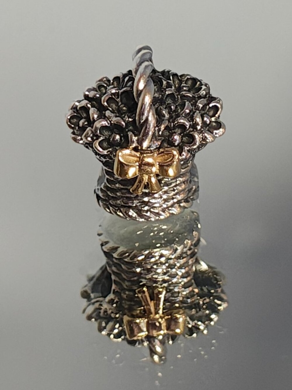 Authentic Pandora Forever Bloom Basket 790960 Retired 14K Gold Sterling Charm - Picture 4 of 11